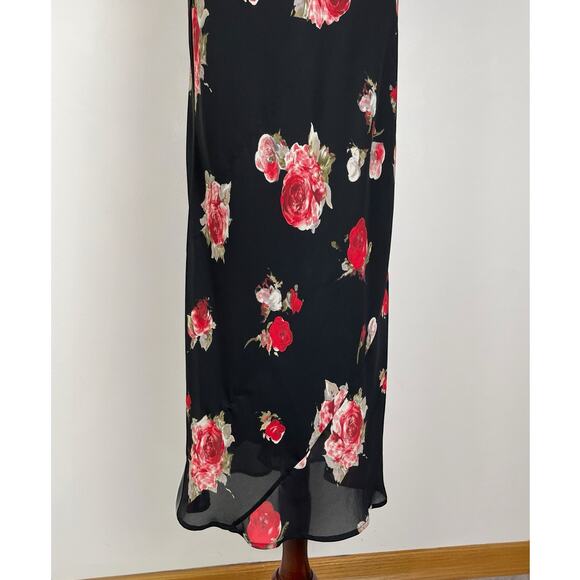 VTG 90s My Michelle Floral Maxi Dress Black Red Y2K Fairy Grunge Dark Romance - Picture 14 of 16